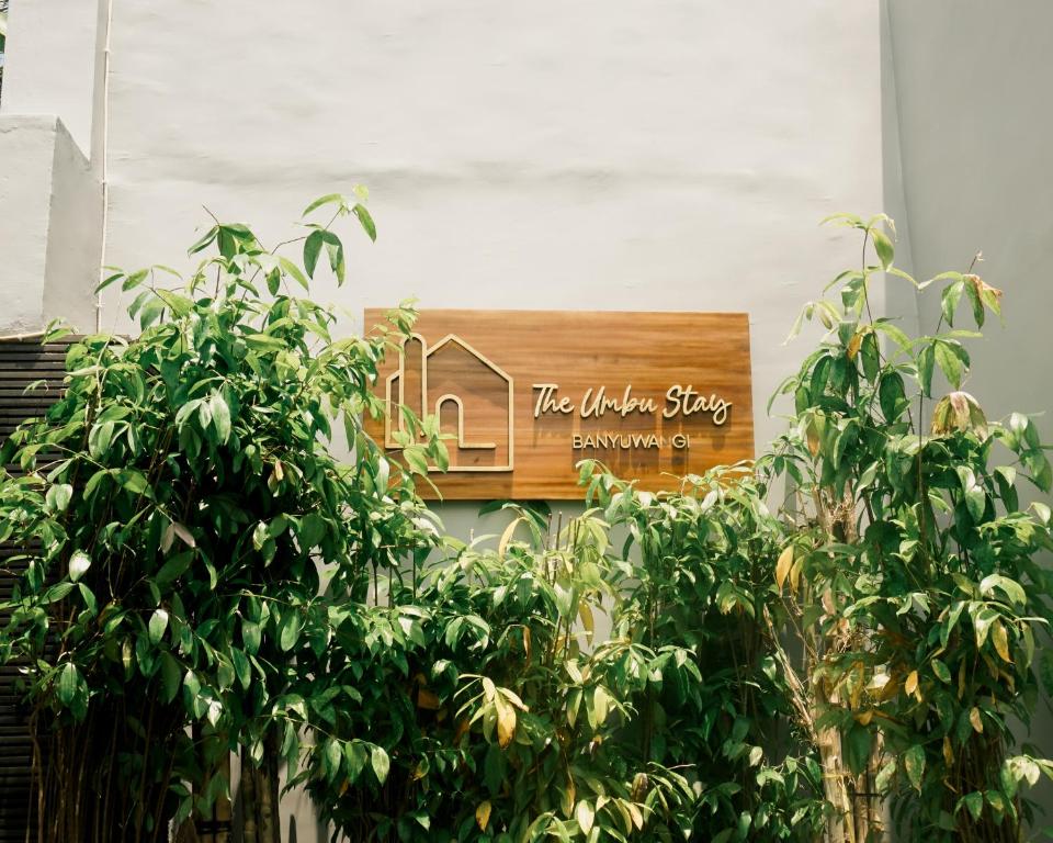a sign that says the kitchen shop surrounded by trees at The Umbu Stay Banyuwangi in Banyuwangi