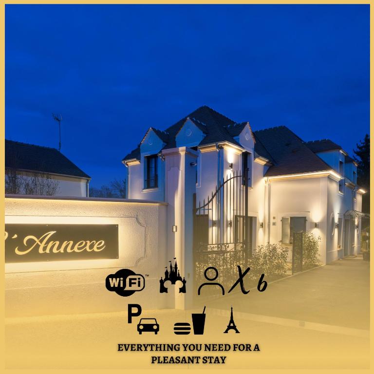 a rendering of a house at night at Le Jardin de Lili - Disney 30 min - Clim & Wifi in Germigny-lʼEvêque