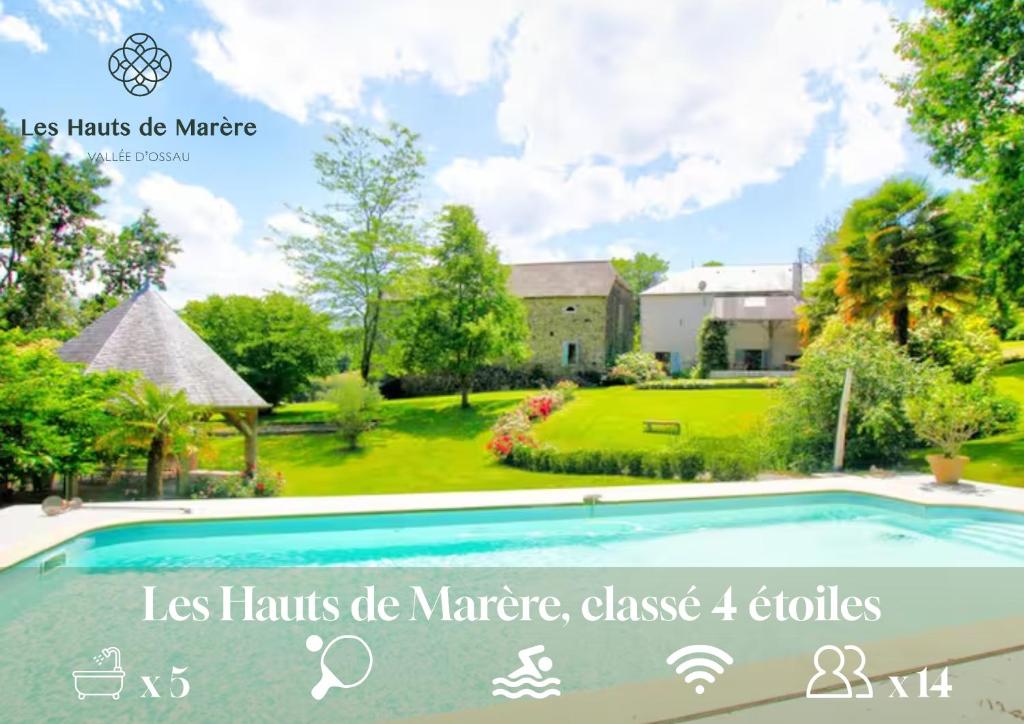 a picture of a swimming pool in a yard at Maison d'exception, 14 personnes, piscine, vue Pyrénées in Sévignacq-Meyracq