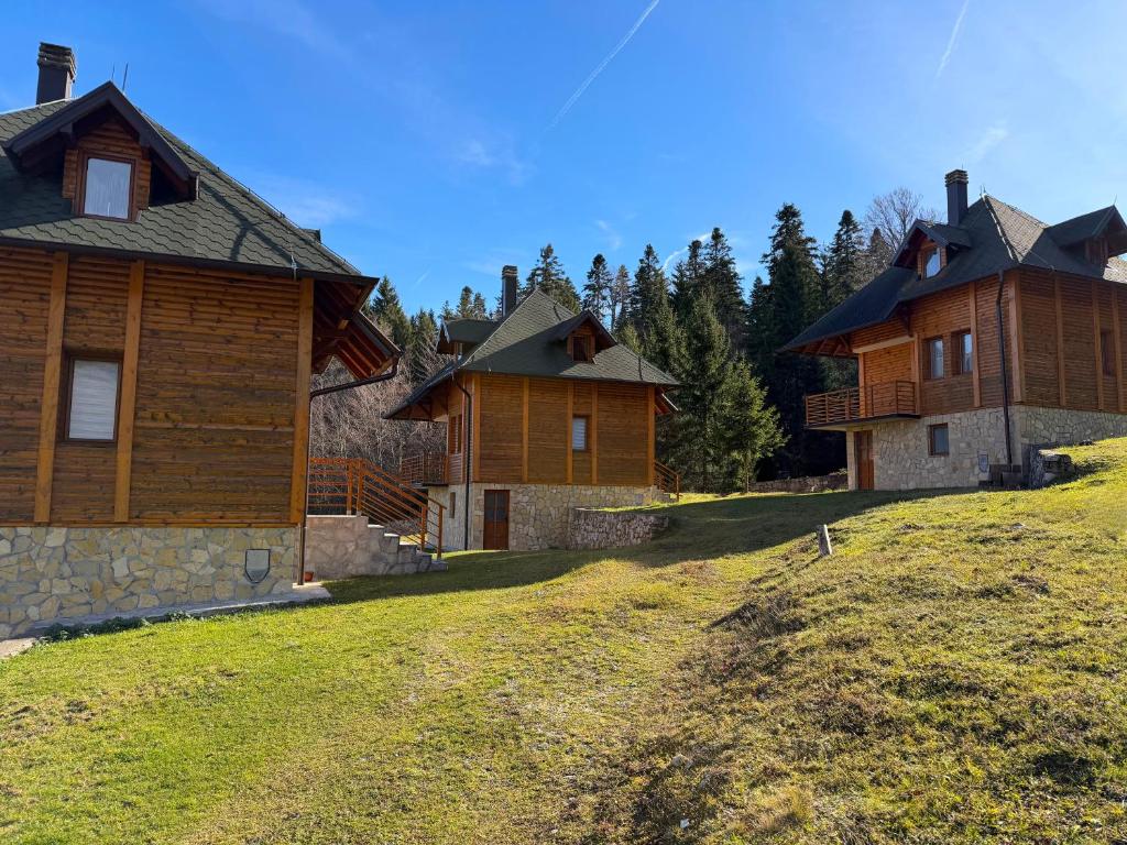 a group of houses on a grassy hill at Evergreen Sokolina in Rača