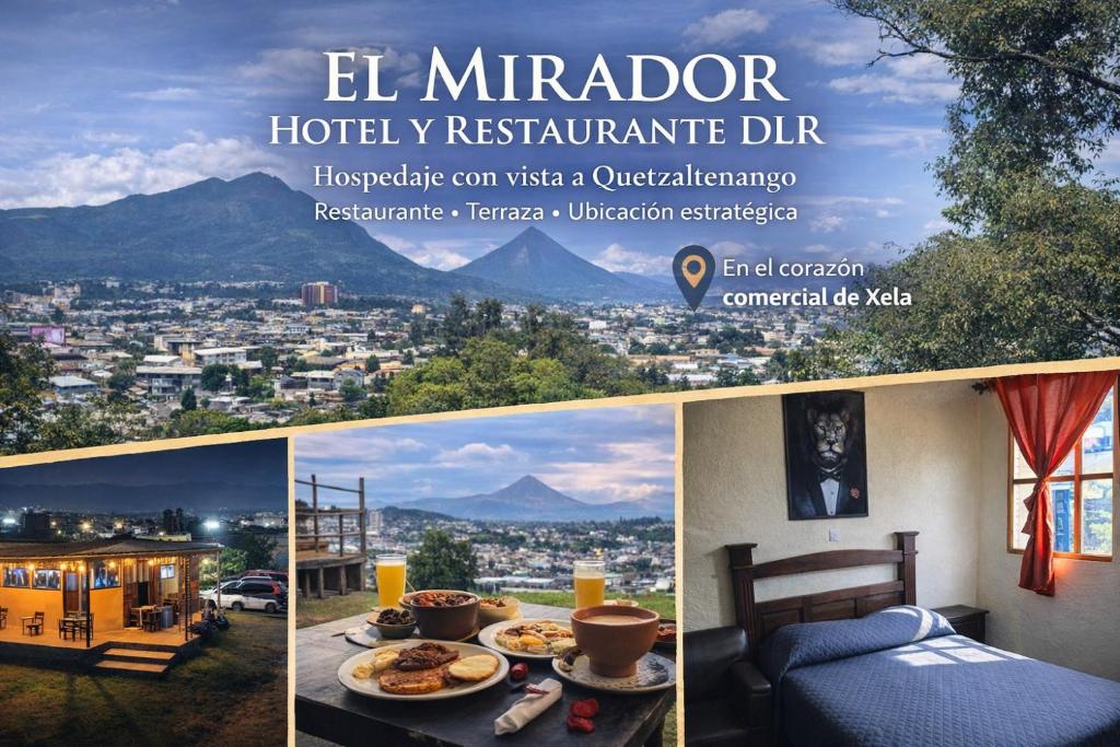 a flyer for a hotel with a view of a city at EL MIRADOR dlr HR in Quetzaltenango