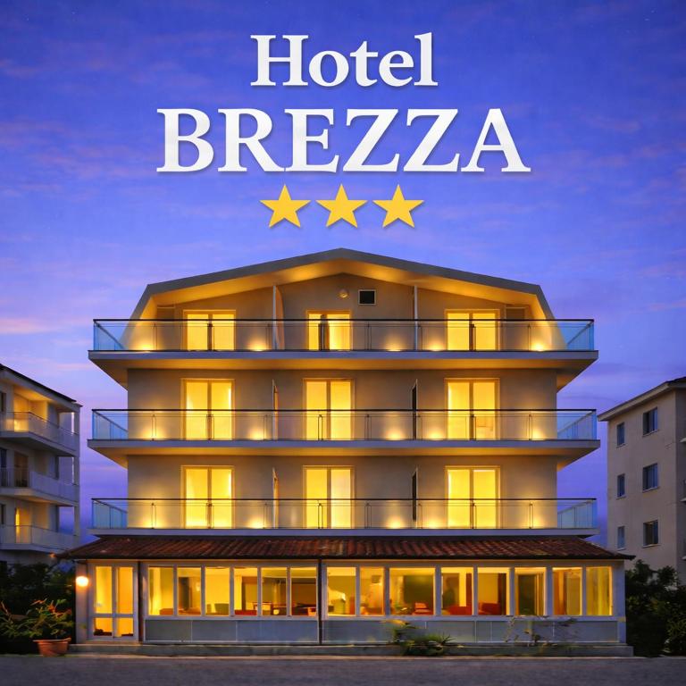 a hotel breza with stars on top of it at Hotel Brezza Nuova Gestione in Rimini