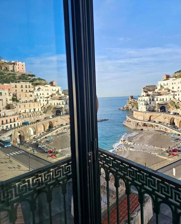 a view of the ocean from a balcony at Palazzo Colavolpe in Atrani