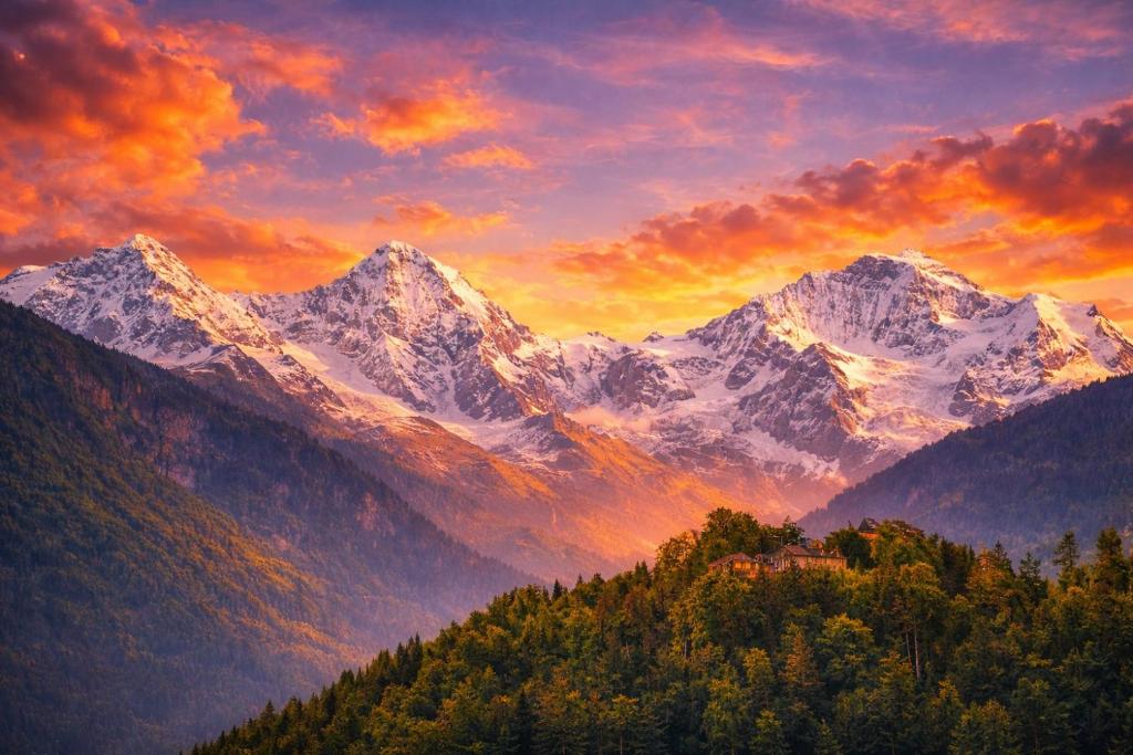 a view of a mountain with snow capped mountains at Swiss Alpine view apartment in Interlaken