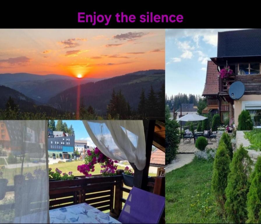a collage of photos of a sunset and a house at Enjoy the Silence Holiday Home in Vlasic