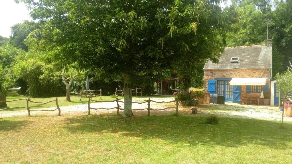 a tree in a yard next to a house at KERMARIUs in Plougastel-Daoulas