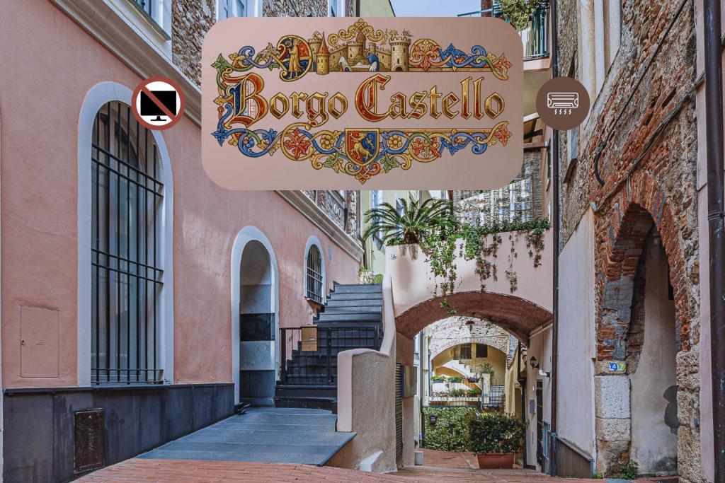 a sign for a burro casita on a building at Borgo castello - trekking point - 8 min Sea - AC in Loano