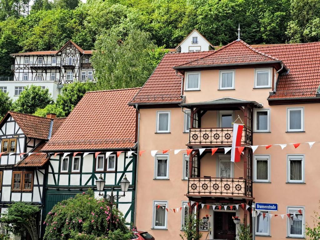 a row of houses with red roofs at Haus Lieberum in Bad Sooden-Allendorf