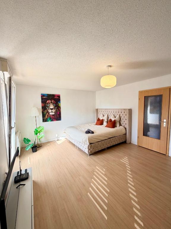 a bedroom with a bed and a television in it at Appartement cosy à 10 min de Strasbourg - Bischheim in Bischheim