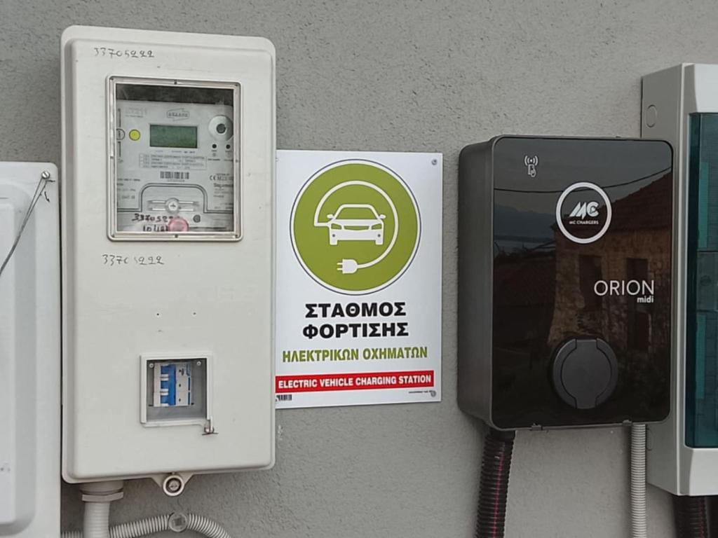 a nintendo wii controller with a sign next to a machine at Makarounis Athanasios Apartments in Petalidi