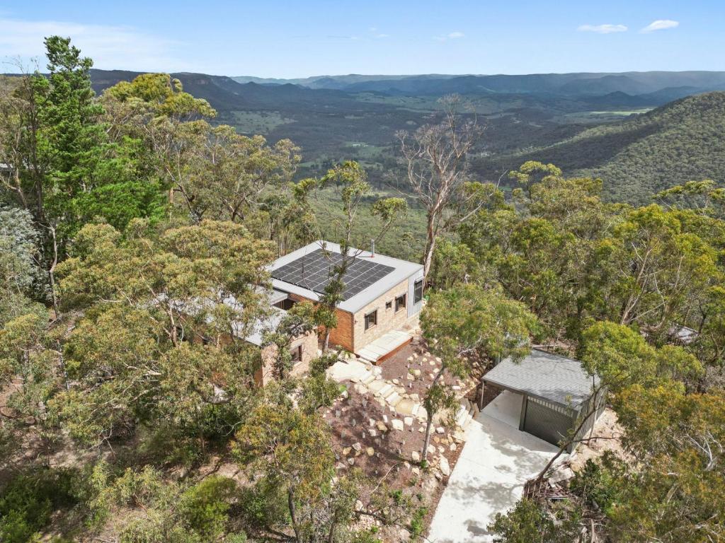an aerial view of a house in the forest at Sunset Retreat in Mount Victoria