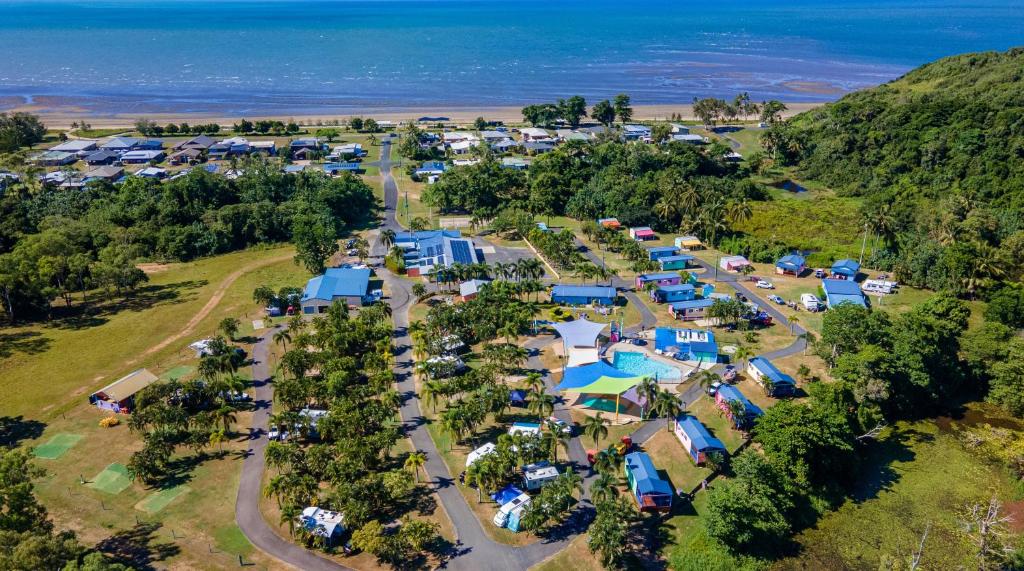 an aerial view of a park with many tents at Ingenia Holidays Conway Beach in Conway