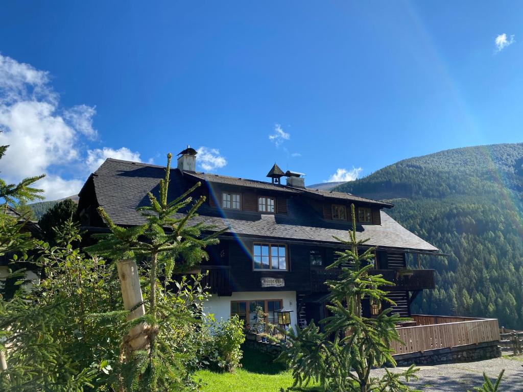 a large house in the mountains with trees at Oswald Lodge - surrounded by nature in Sankt Oswald