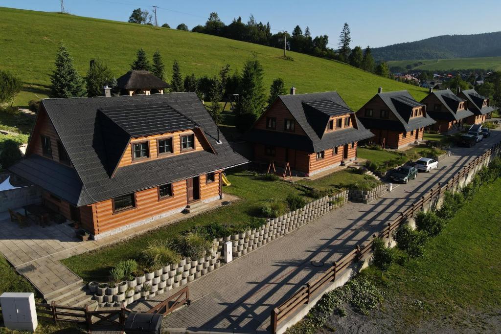 an overhead view of a house with a hill at Zrub pod Roháčmi in Zuberec