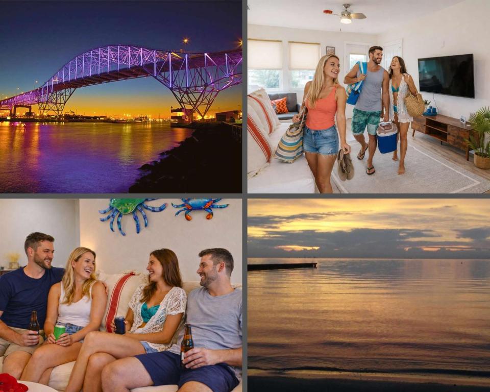 a collage of photos of people on the beach at 2 Bedroom Unit in Corpus Christi