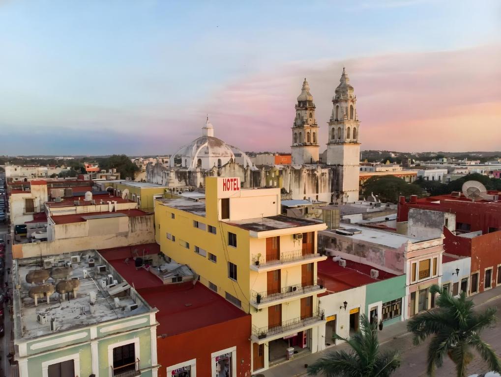 an aerial view of the city of mexico at Hotel Murallas 231, CENTRO HISTORICO in Campeche