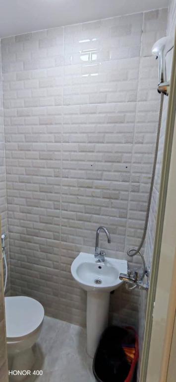 a bathroom with a sink and a toilet at Luna home in Petra