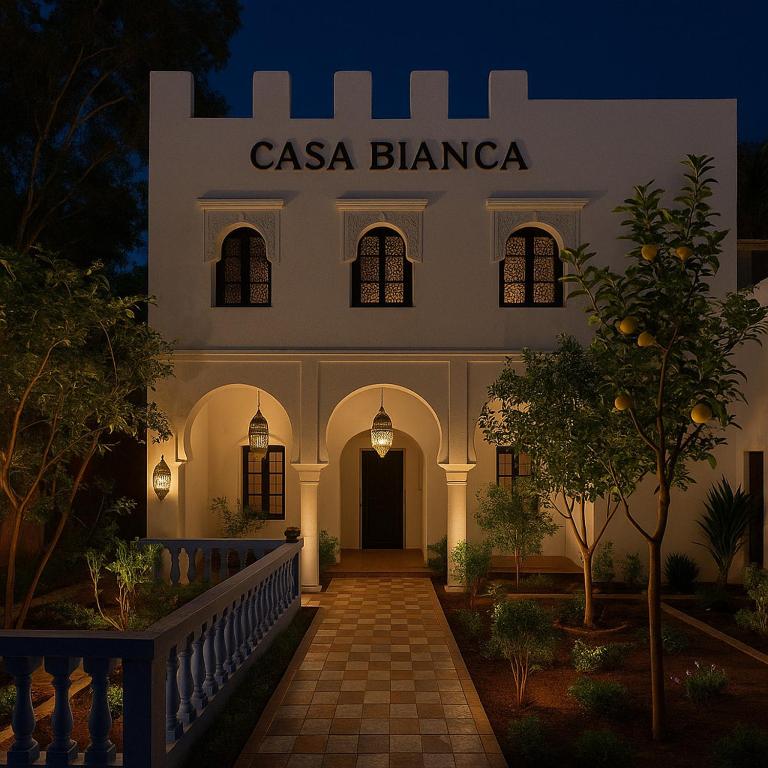 a casa blanca building with a sign on it at Casa Bianca in Marrakesh