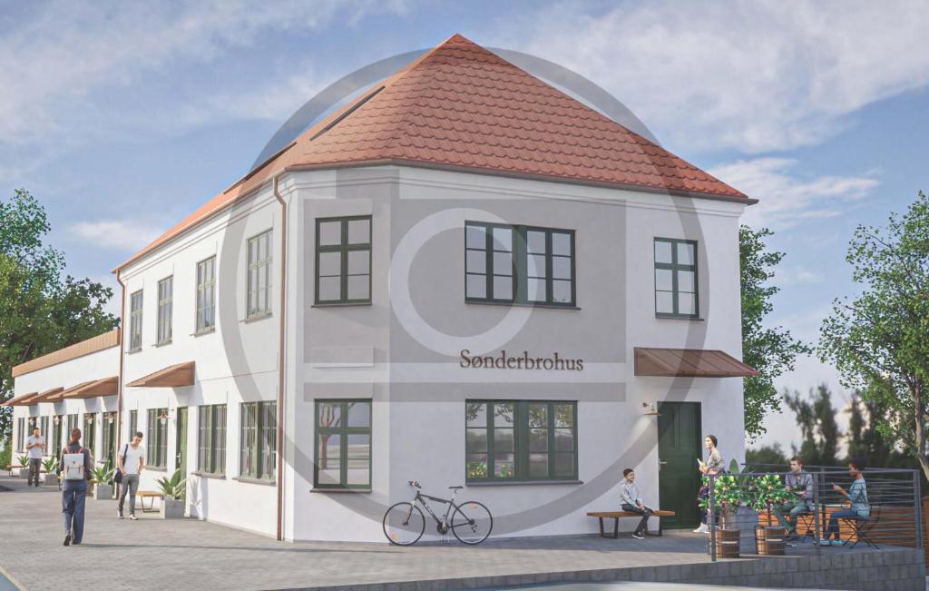 a rendering of a white building with a red roof at 1 Bedroom Gorgeous Apartment In Ribe in Ribe