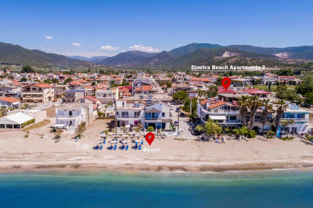 an aerial view of a beach with a resort at Dimitra Beach Apartments 2 in Nea Karvali