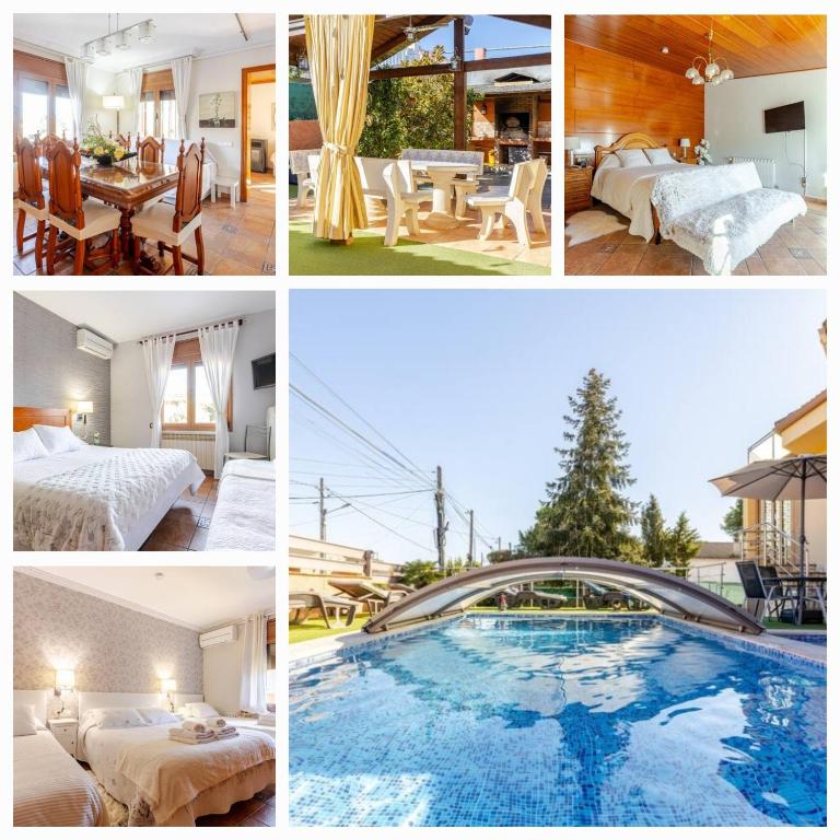 a collage of photos of a hotel with a pool at Raco de Lis in La Torre de Claramunt