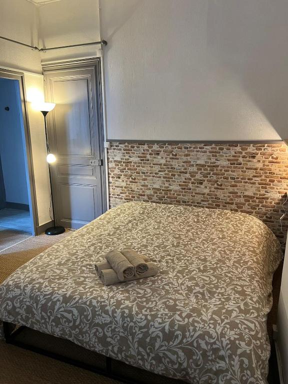 a bed with two pillows on top of it at Studio à 350m de la gare in Tours