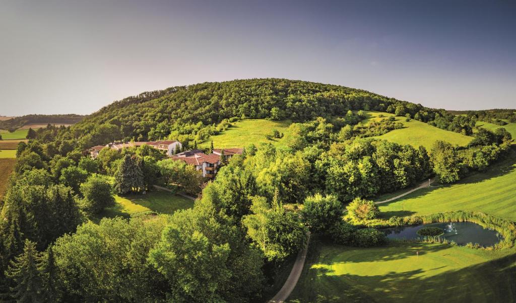 an aerial view of a house on a hill at Gästehaus Maasberg in Bad Sobernheim