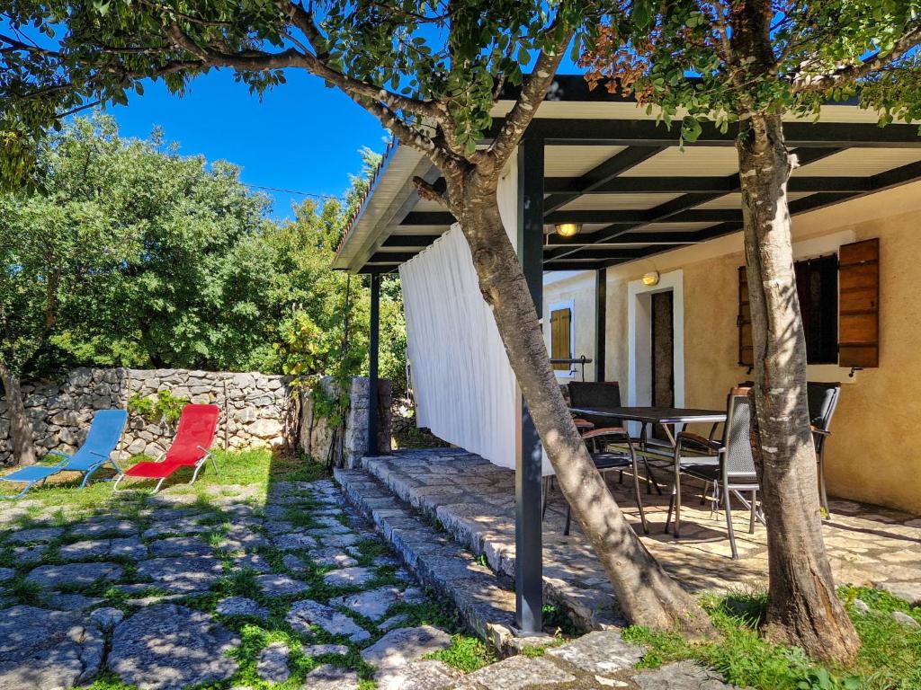 a patio with a table and chairs in a yard at Holiday Home Tomiceva by Interhome in Gornja Klada