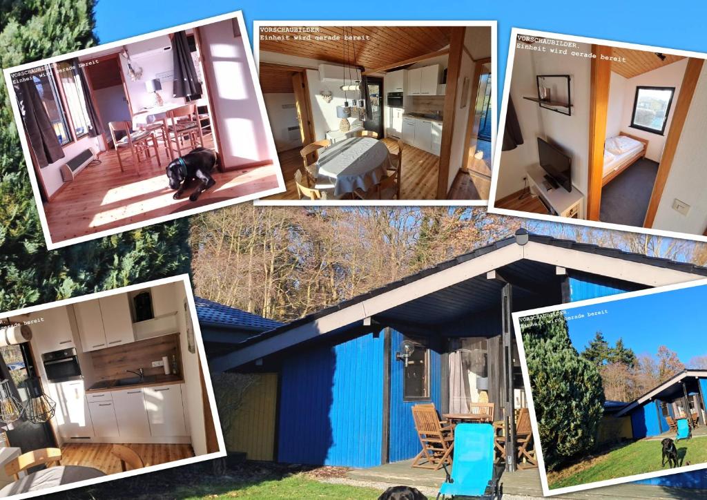 a collage of pictures of a house at Wald Chalet Nr 4 in Kellenhusen