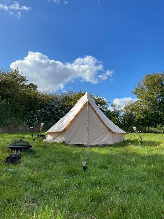 a white tent in a field of grass at Happy Meadows - Mushroom Street in Long Stratton