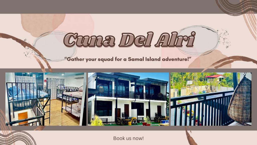 a collage of pictures of a house with the words gma del air at Cuna Del Alri in Samal
