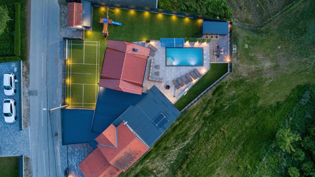 an overhead view of a building with lights on it at Villa Lady Berga by Villas Guide in Ludbreg