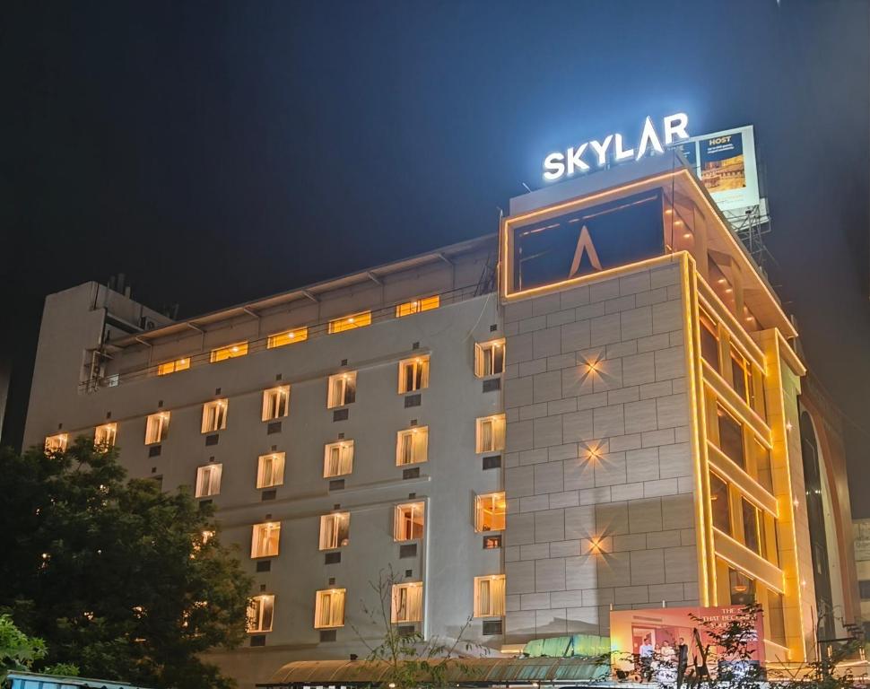 a building with a sign on top of it at SKYLAR Tirupati in Tirupati