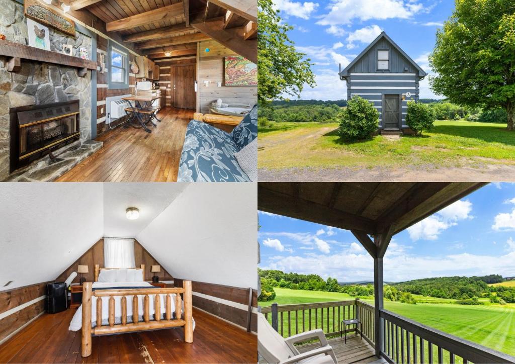 a collage of photos of a house at Rustic Mountain Escape with Fire Pit and Mountain Views-Cabin 1 in Fancy Gap
