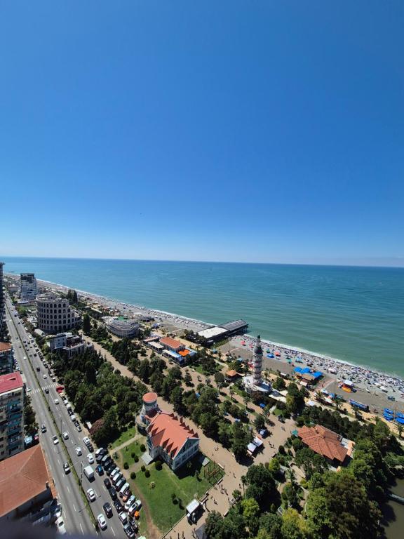 an aerial view of a city and the ocean at VIP HOTEL Sea view in batumi R in Batumi