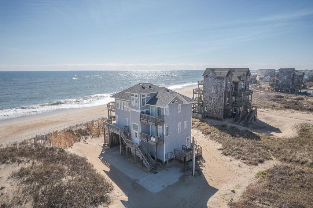 an aerial view of a house on the beach at 7029 - Just Breathe in Rodanthe
