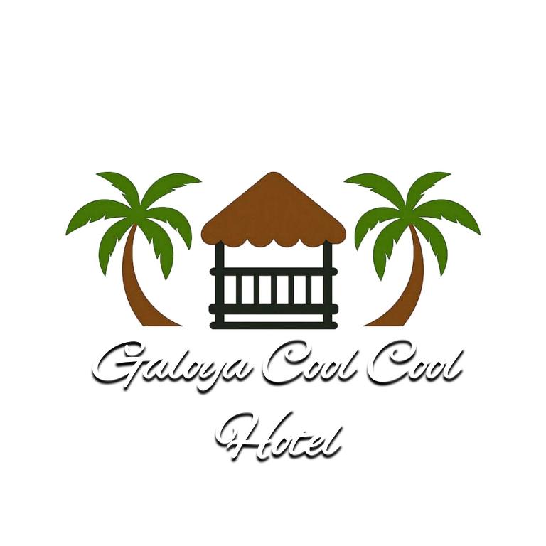 a logo with two palm trees and a gazebo at Galoya Cool Cool Hotel in Ampara