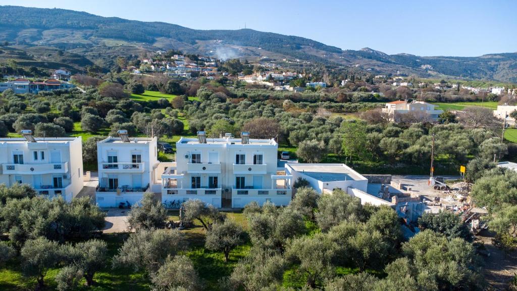 an aerial view of a town with white houses at Olive Paradise Maison in Kos