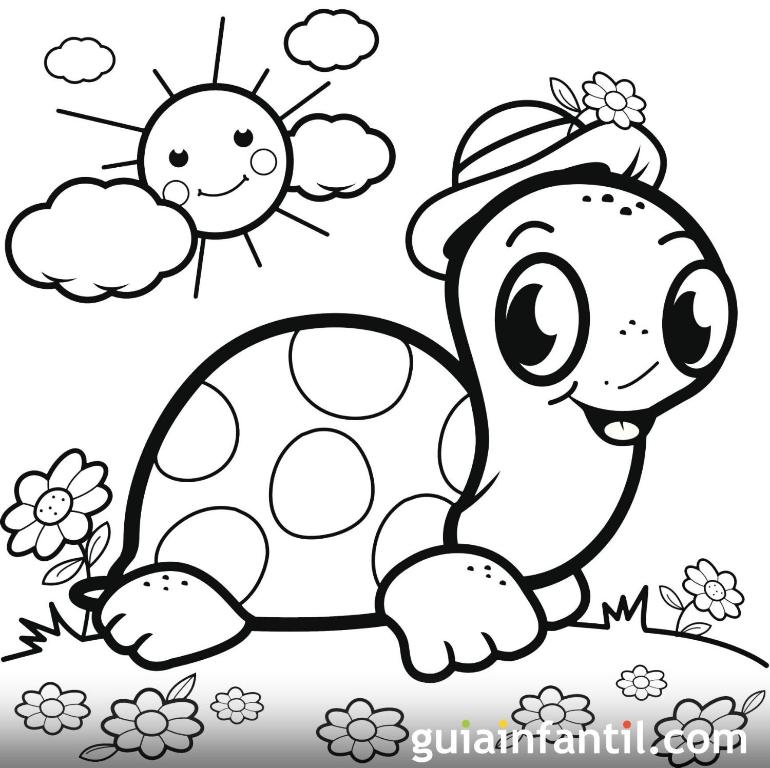 a coloring page of a tortoise in a field at Sol de Abril in Puerto Ángel