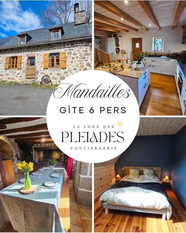 a collage of pictures of a kitchen and a house at Belle résidence auvergnate Vue panoramique sur la nature in Saint-Julien-de-Jordanne