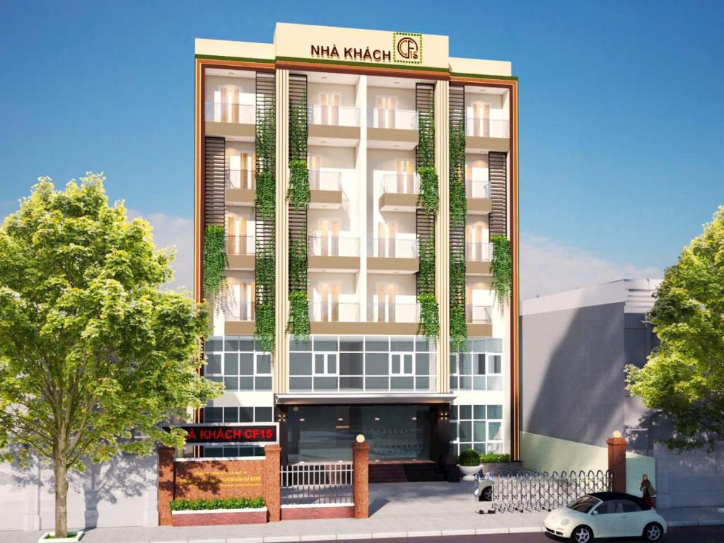 a rendering of a multi story building with plants at Nhà Khách CF15 in Danang