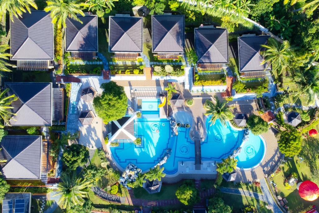 an aerial view of a resort with a swimming pool at Gamboa's Orchard Malilipot Albay in Malilipot