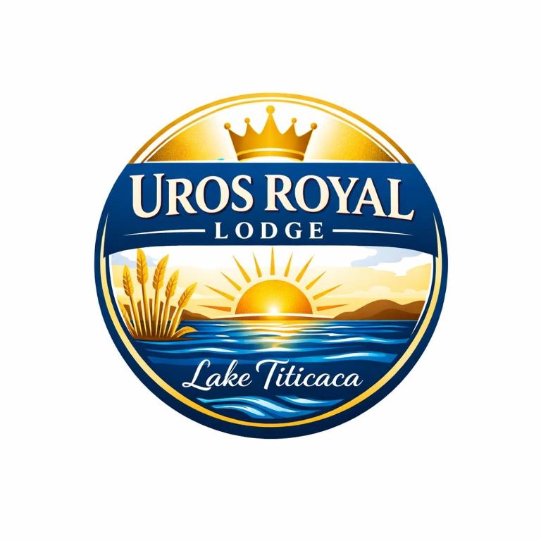 a logo for the uros royal lodge lake tikasaki at uros royal logde in Puno