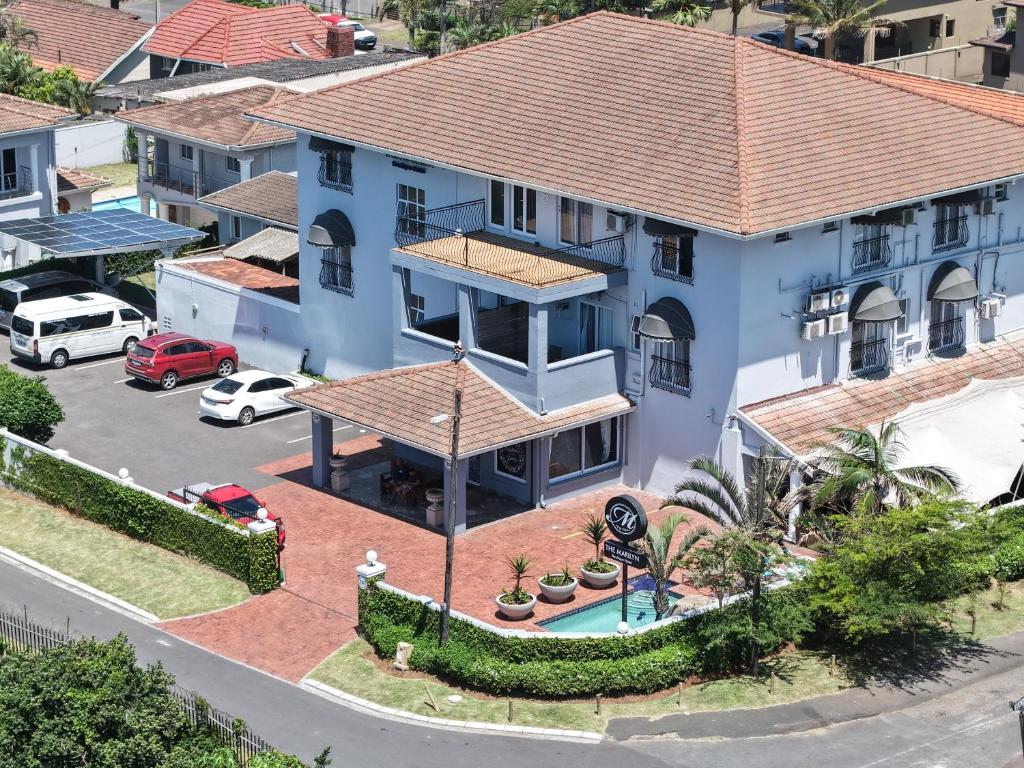 an overhead view of a blue house at Marilyn Boutique Hotel in Durban