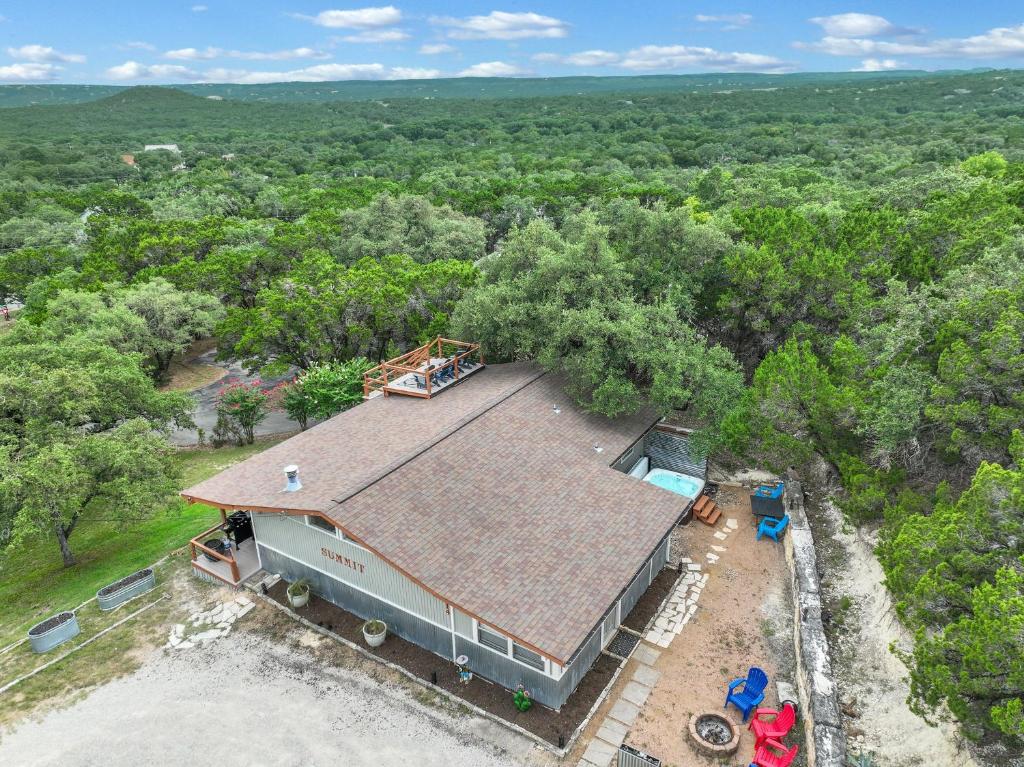 an overhead view of a house with a roof at The Summit in Wimberley