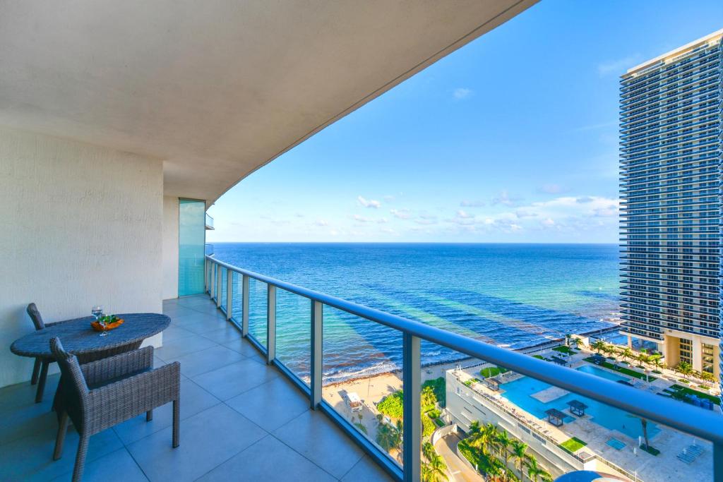a balcony with a view of the ocean at Hollywood Beach Luxury & Ocean Views in Hollywood