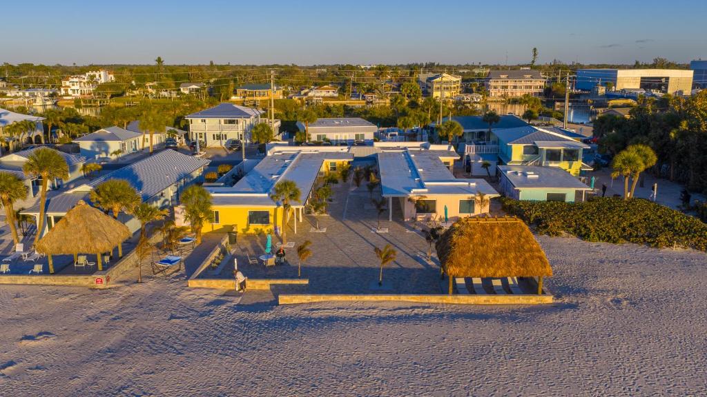 an aerial view of a beach with houses at A Beach Retreat on Casey Key in Venice