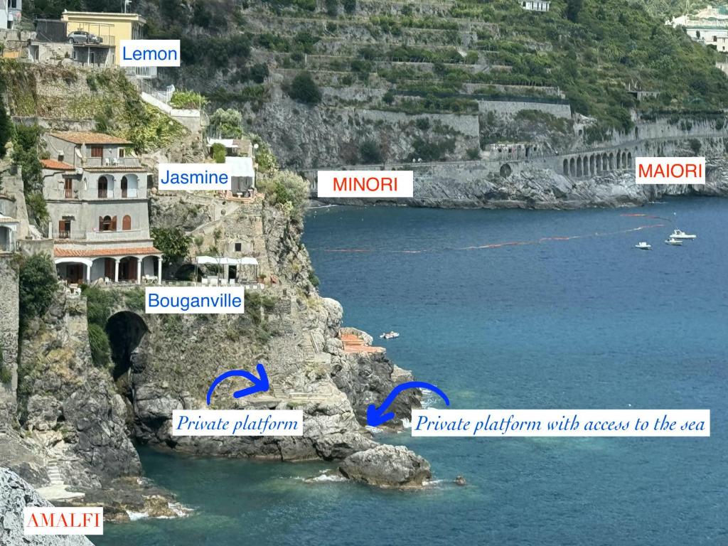 a map of the amalfi coast with buildings at Idillioravello in Ravello