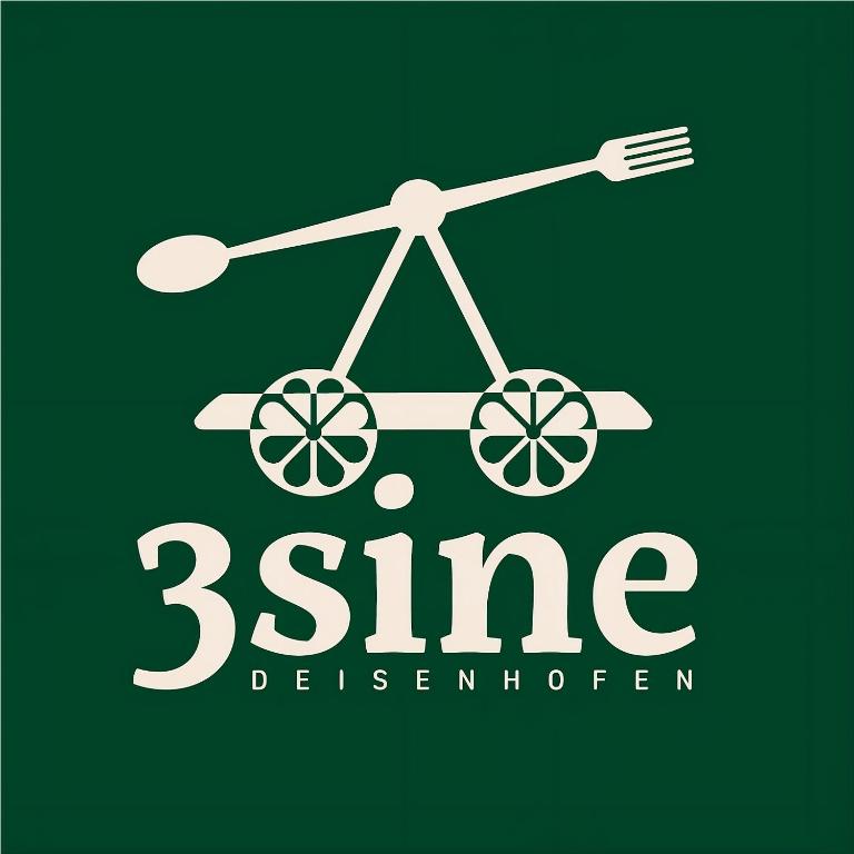 a logo for a star observatory with a fork at 3sine - Ihr besonderer Gasthof im Bahnhof Deisenhofen in Oberhaching