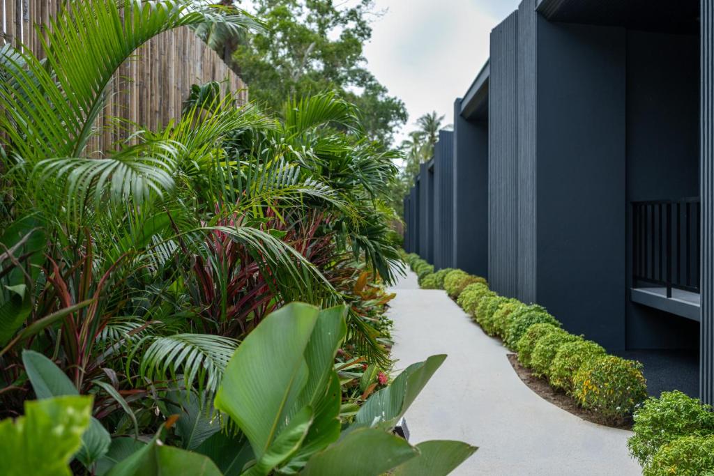 a path through a garden with plants at Aranya Bliss Villa 106 in Wok Tum
